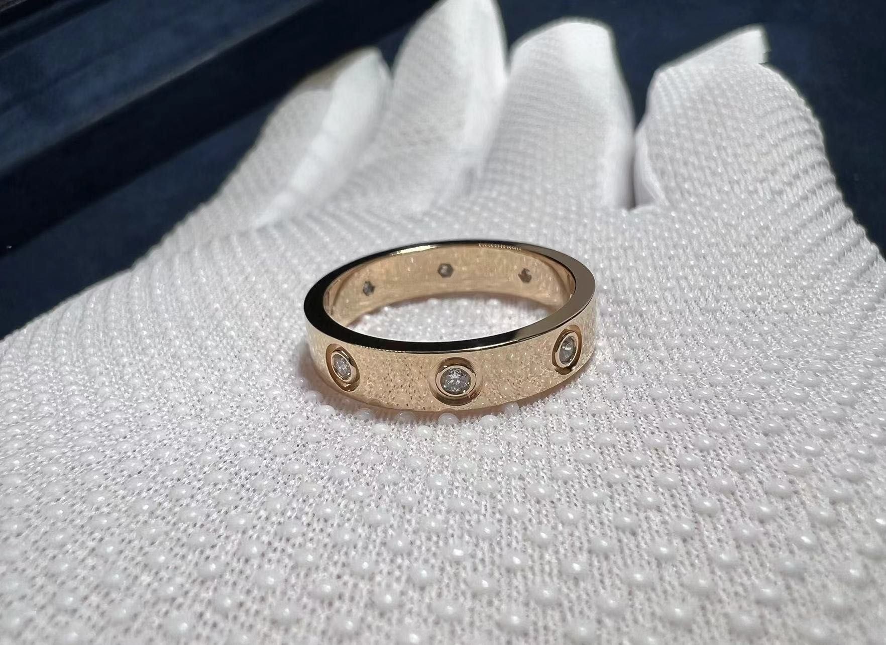 cartier 18k rose gold 4mm band 8 diamond love ring b4050800 4