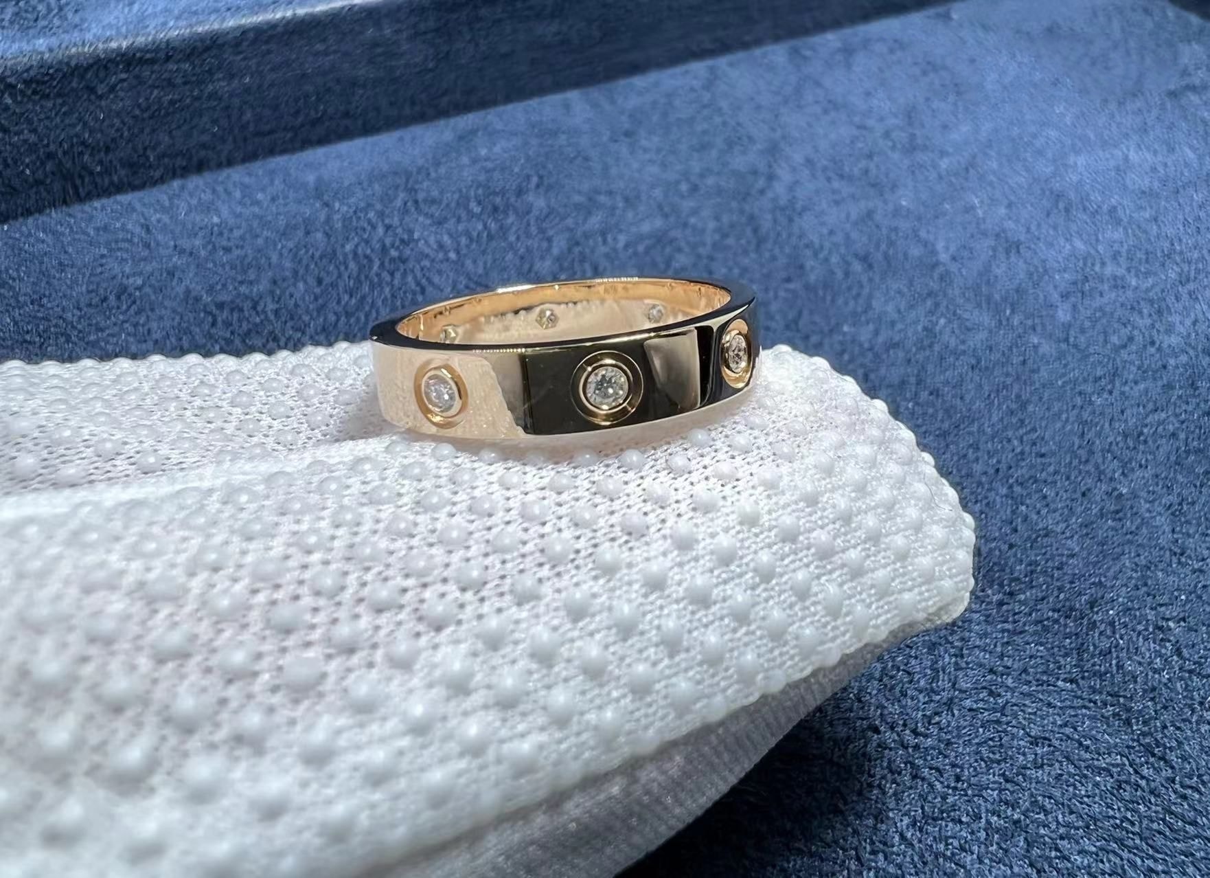 cartier 18k rose gold 4mm band 8 diamond love ring b4050800 5