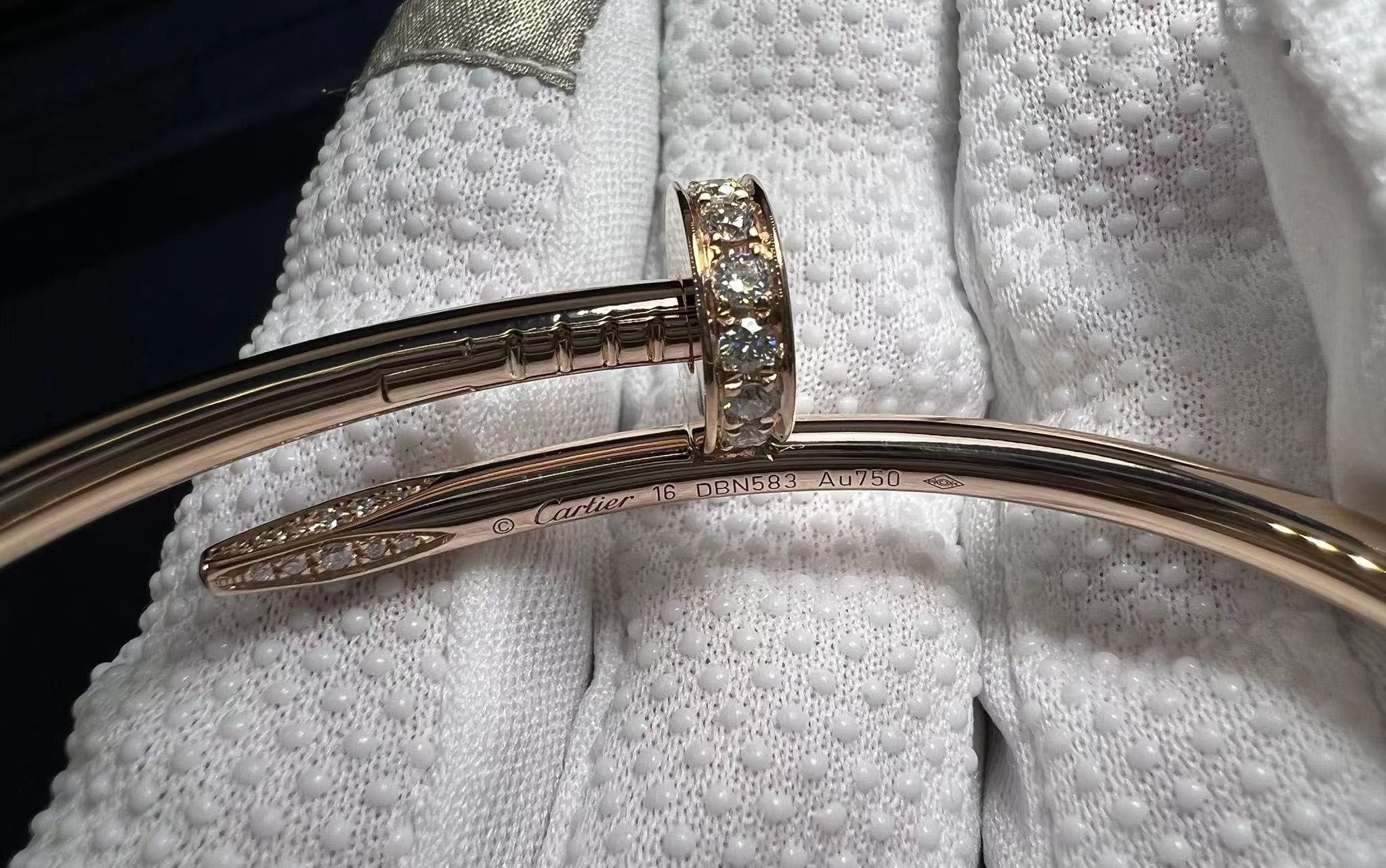cartier 18k rose gold and diamond juste un clou nail bracelet b6048517 2