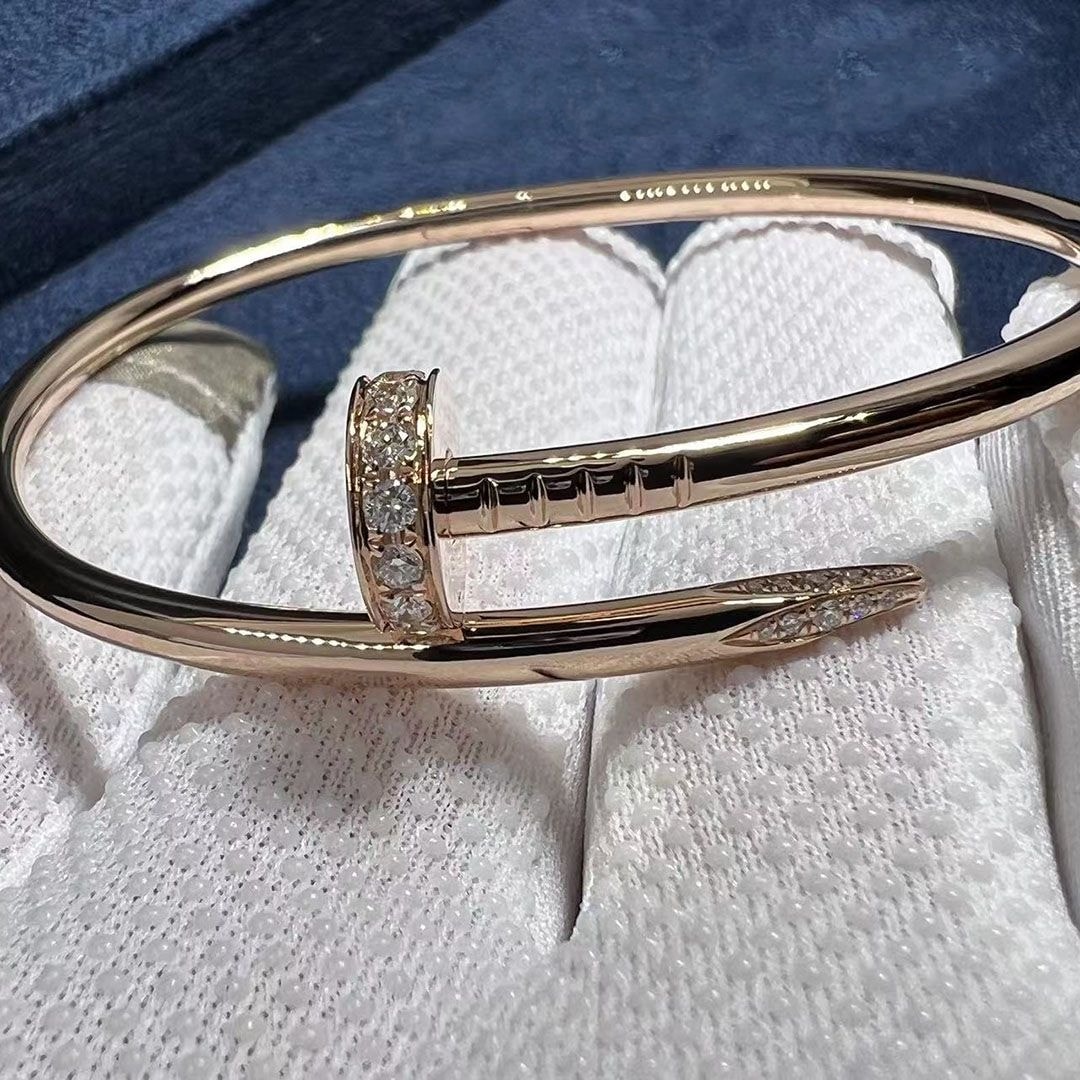 cartier 18k rose gold and diamond juste un clou nail bracelet b6048517 3