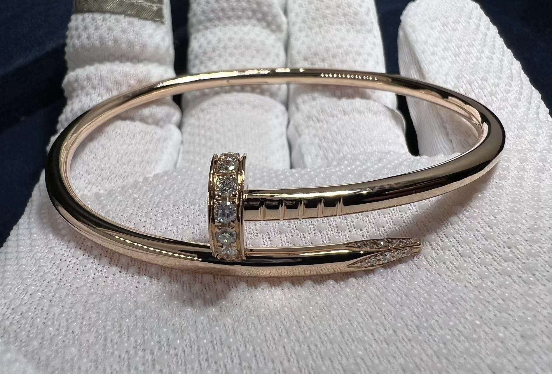 cartier 18k rose gold and diamond juste un clou nail bracelet b6048517 4