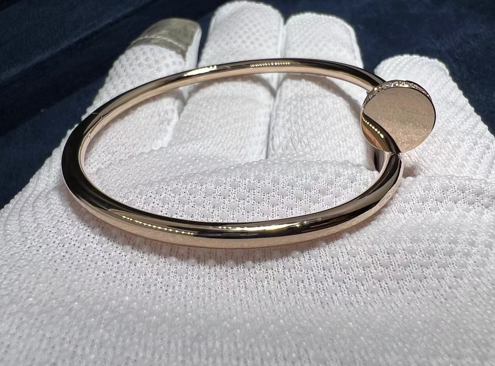 cartier 18k rose gold and diamond juste un clou nail bracelet b6048517 5