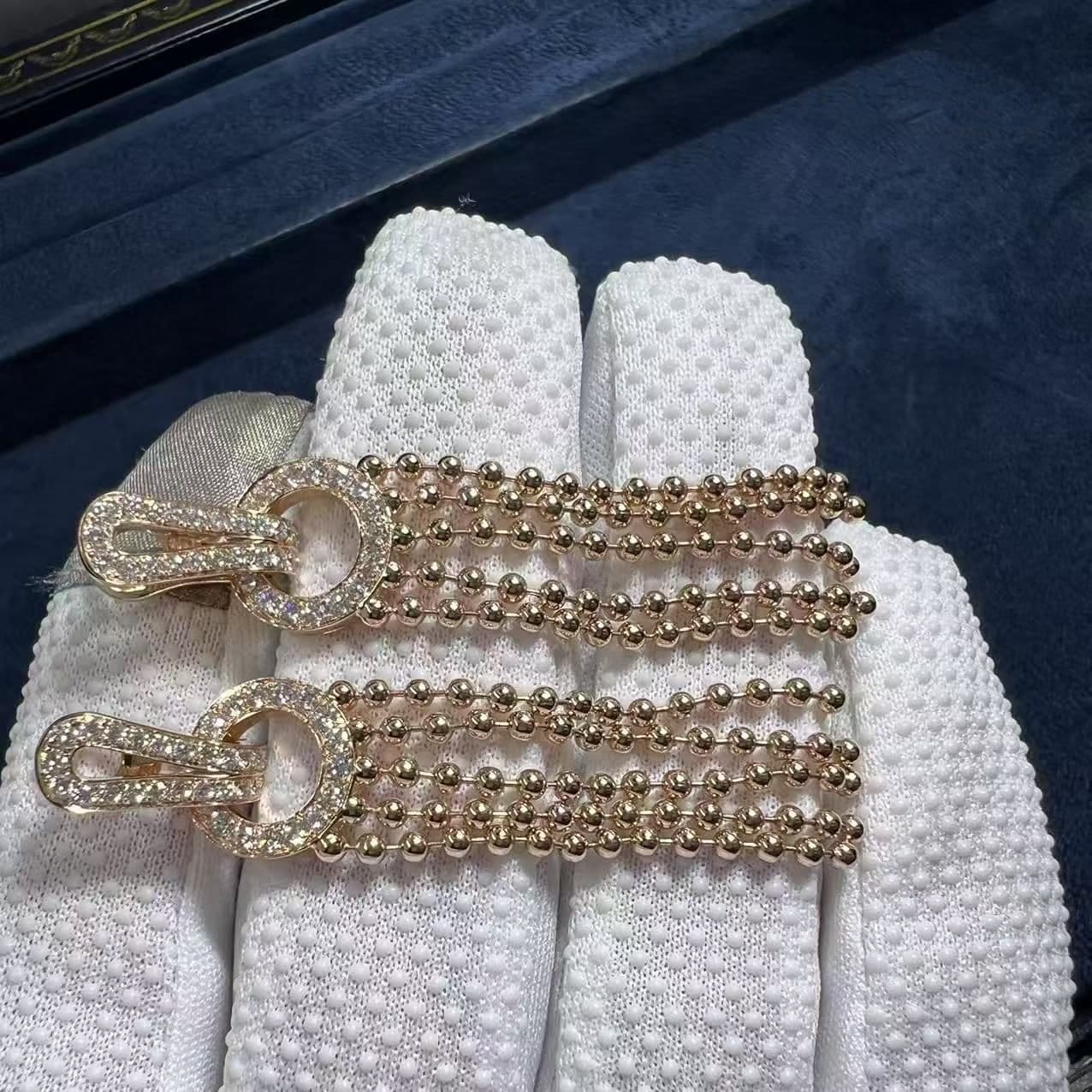 cartier 18k rose gold diamonds agrafe tassels earrings n8515226 2