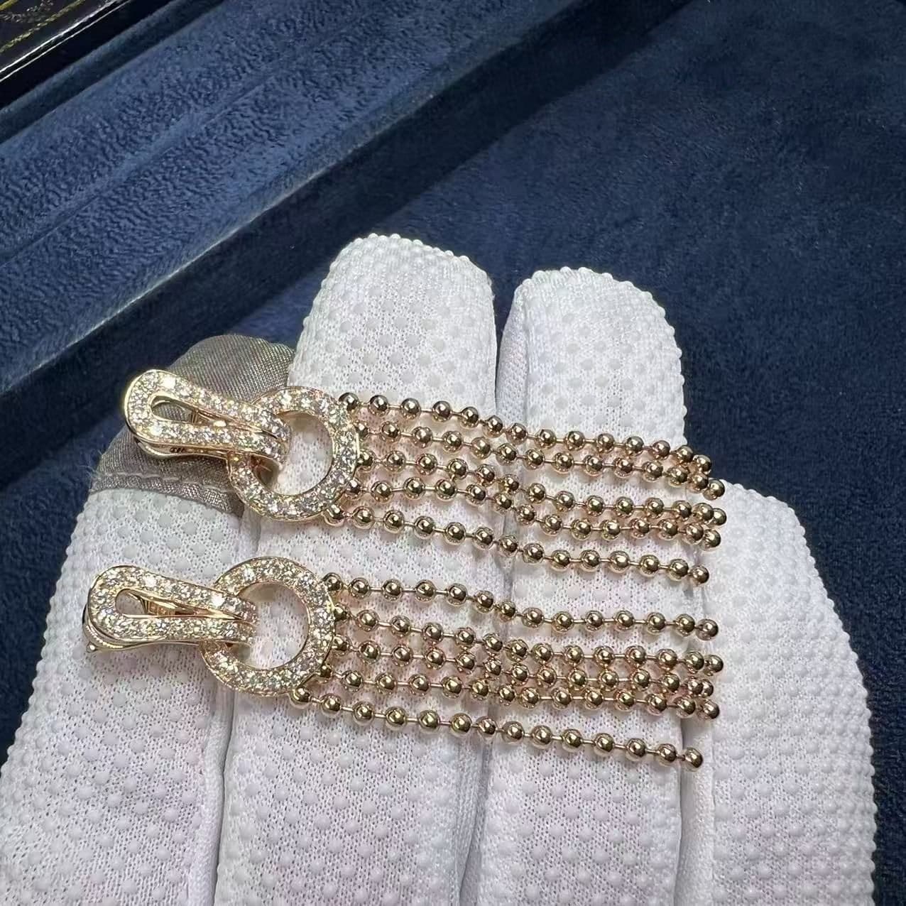 cartier 18k rose gold diamonds agrafe tassels earrings n8515226