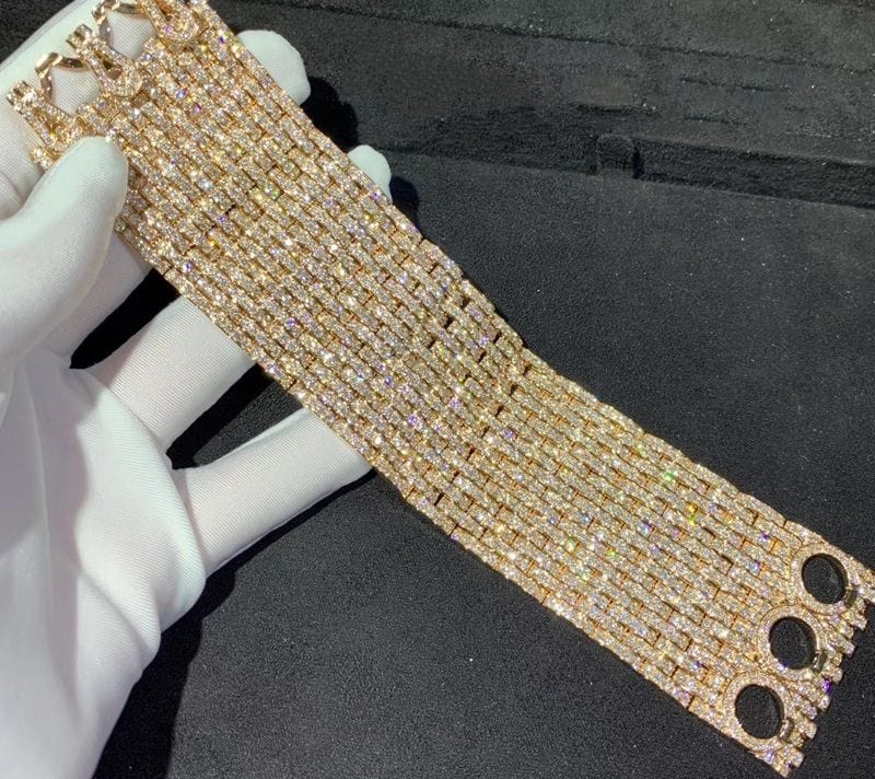 cartier 18k rose gold full pave diamonds agrafe high jewellery cuff bracelet hp601053 3