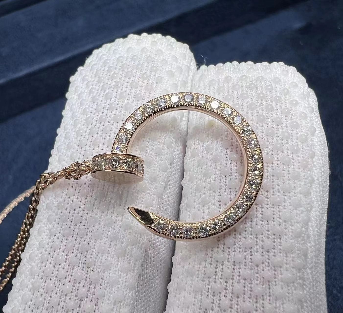 cartier 18k rose gold pave diamond juste un clou nail pendant necklace b7224893 3