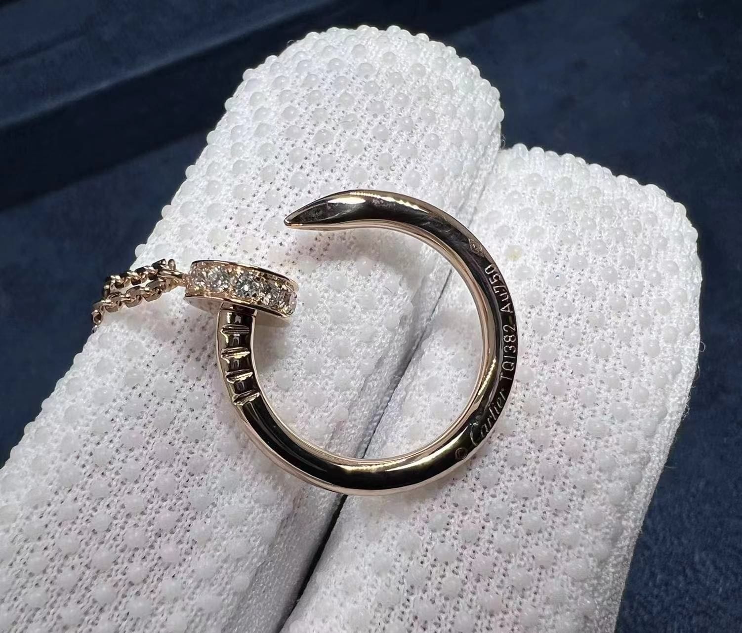 cartier 18k rose gold pave diamond juste un clou nail pendant necklace b7224893 5