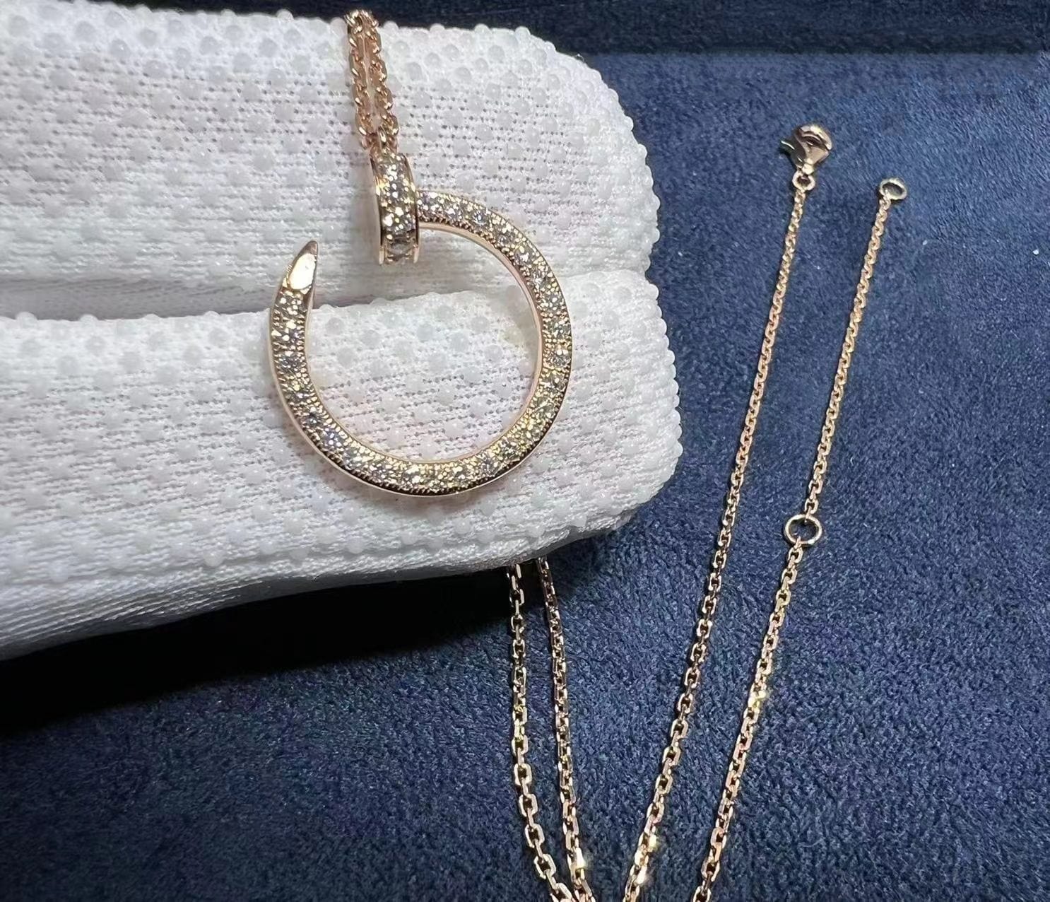 cartier 18k rose gold pave diamond juste un clou nail pendant necklace b7224893 6