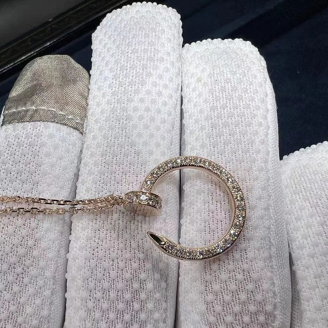 cartier 18k rose gold pave diamond juste un clou nail pendant necklace b7224893