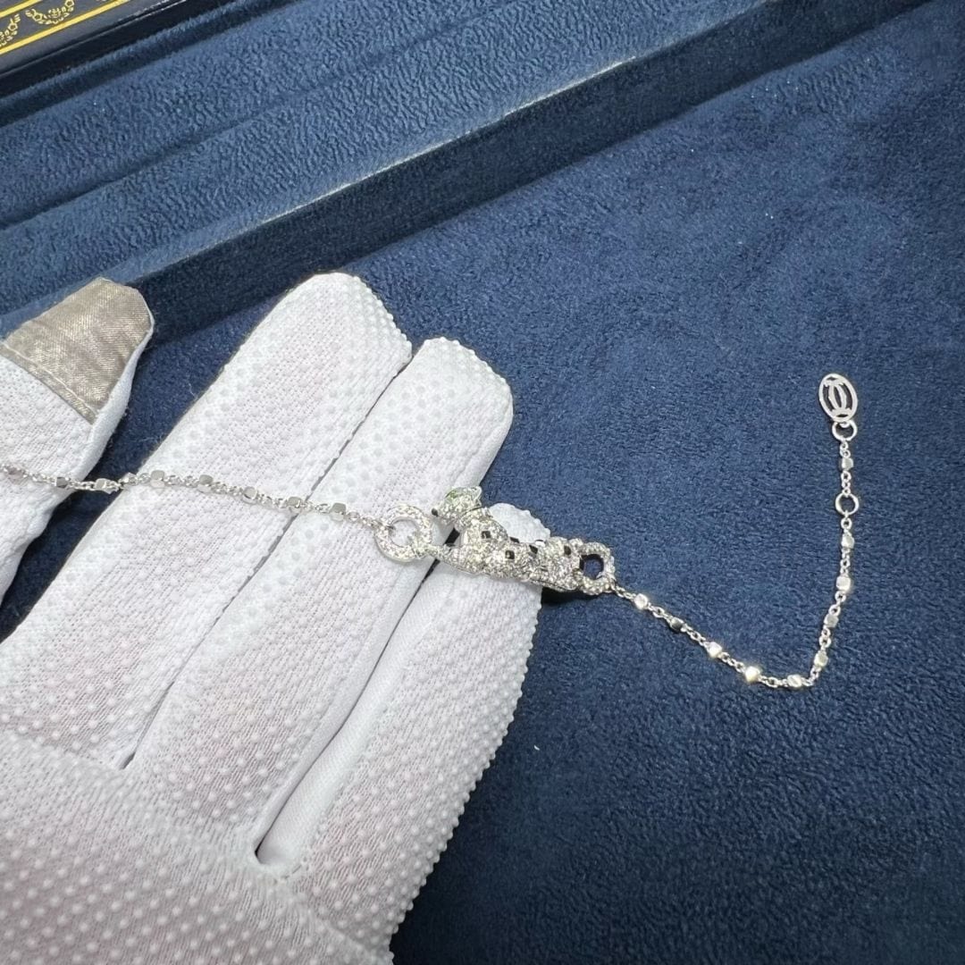 cartier 18k white gold diamond paved panthere de cartier bracelet n6710514 4