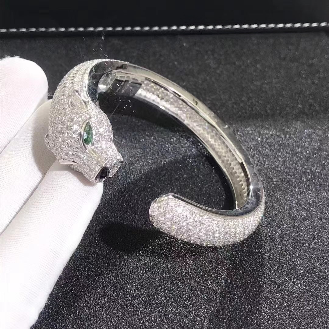 cartier 18k white gold full pave diamond panthere de bracelet h6007417 2
