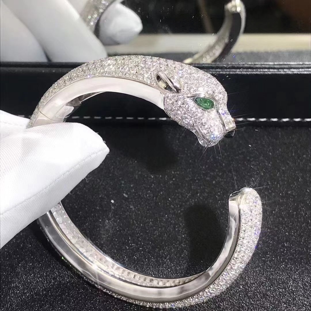 cartier 18k white gold full pave diamond panthere de bracelet h6007417 3