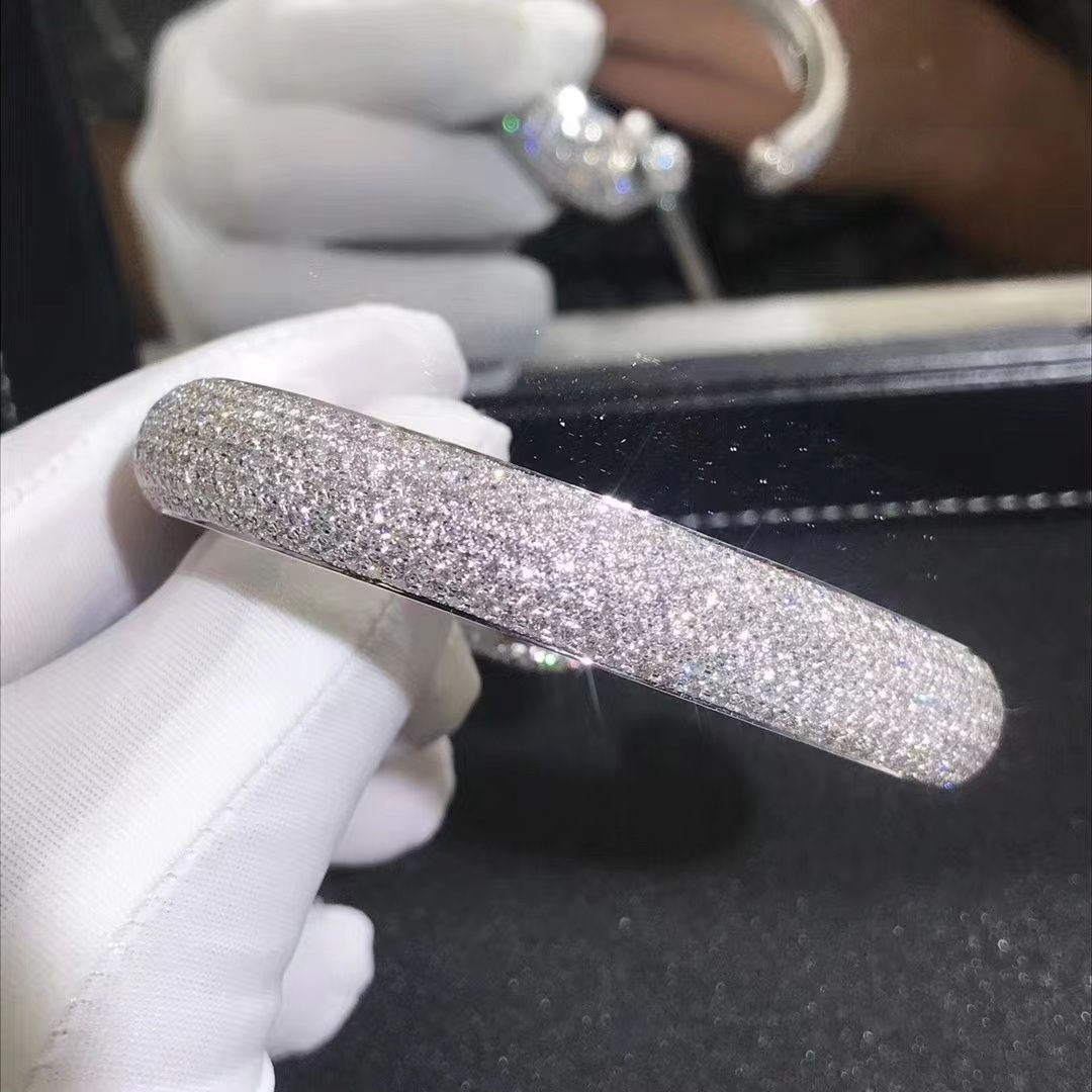 cartier 18k white gold full pave diamond panthere de bracelet h6007417 4