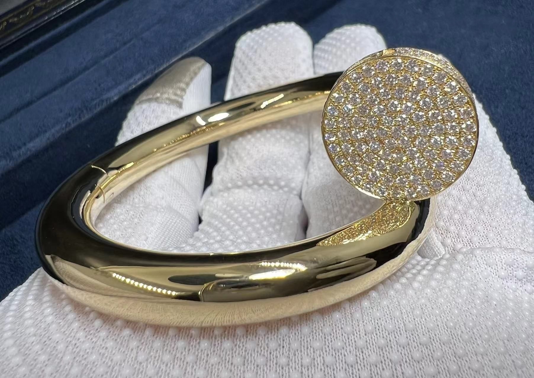 cartier 18k yellow gold diamond large model juste un clou nail bracelet n6712517 4