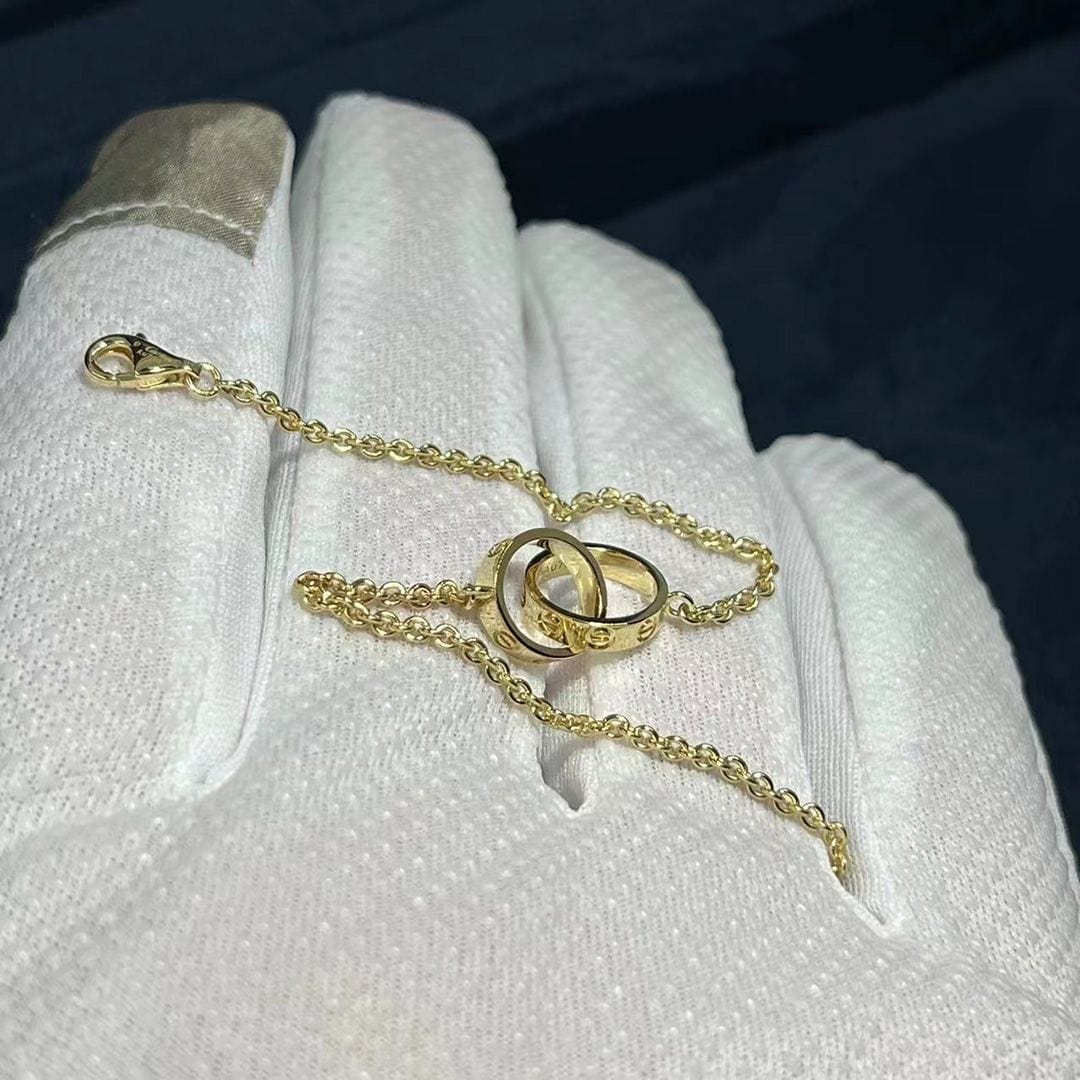 cartier 18k yellow gold love 2 hoops gold chain bracelet b6027100 3