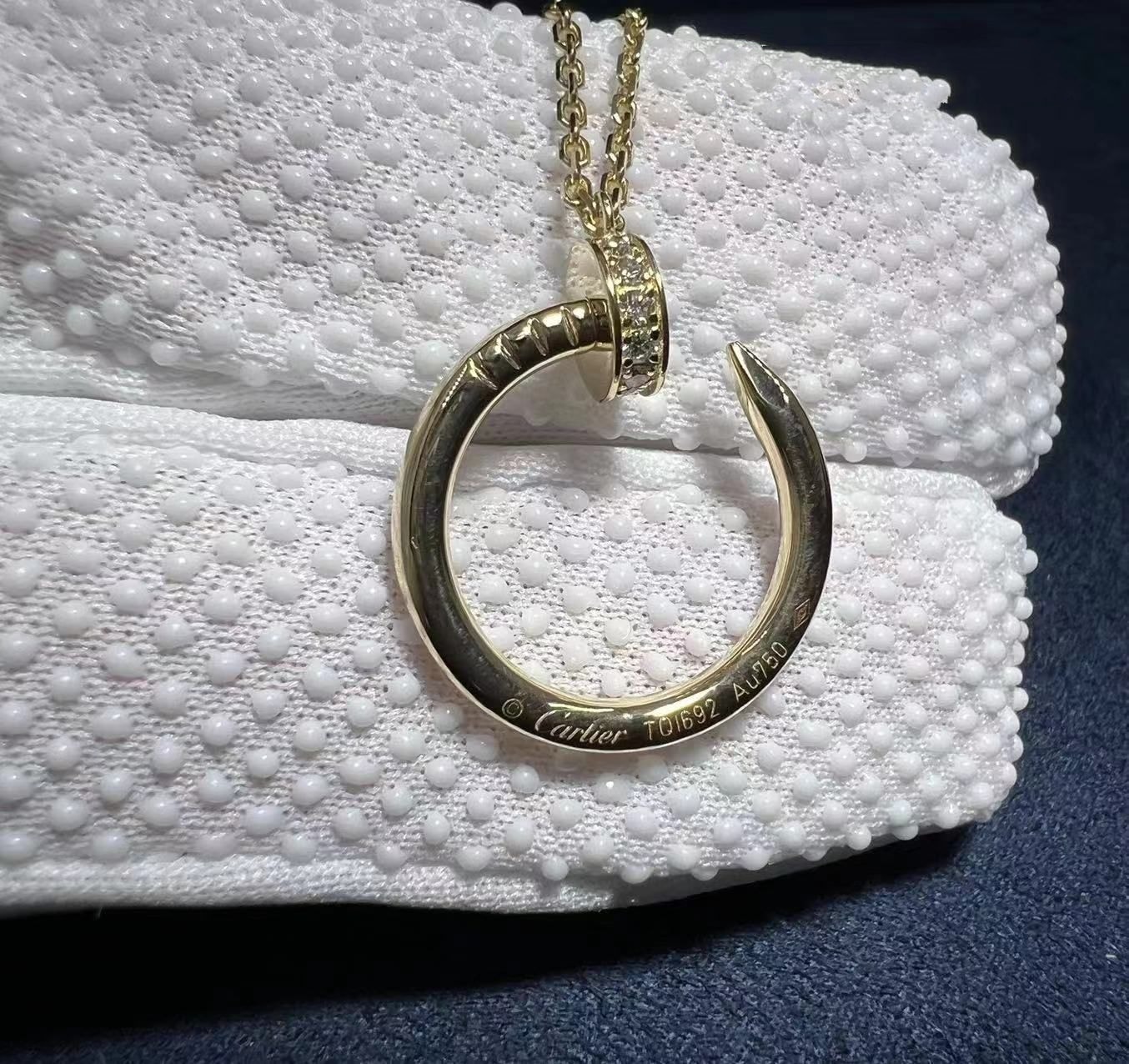 cartier 18k yellow gold pave diamond juste un clou nail pendant necklace b7224896 1
