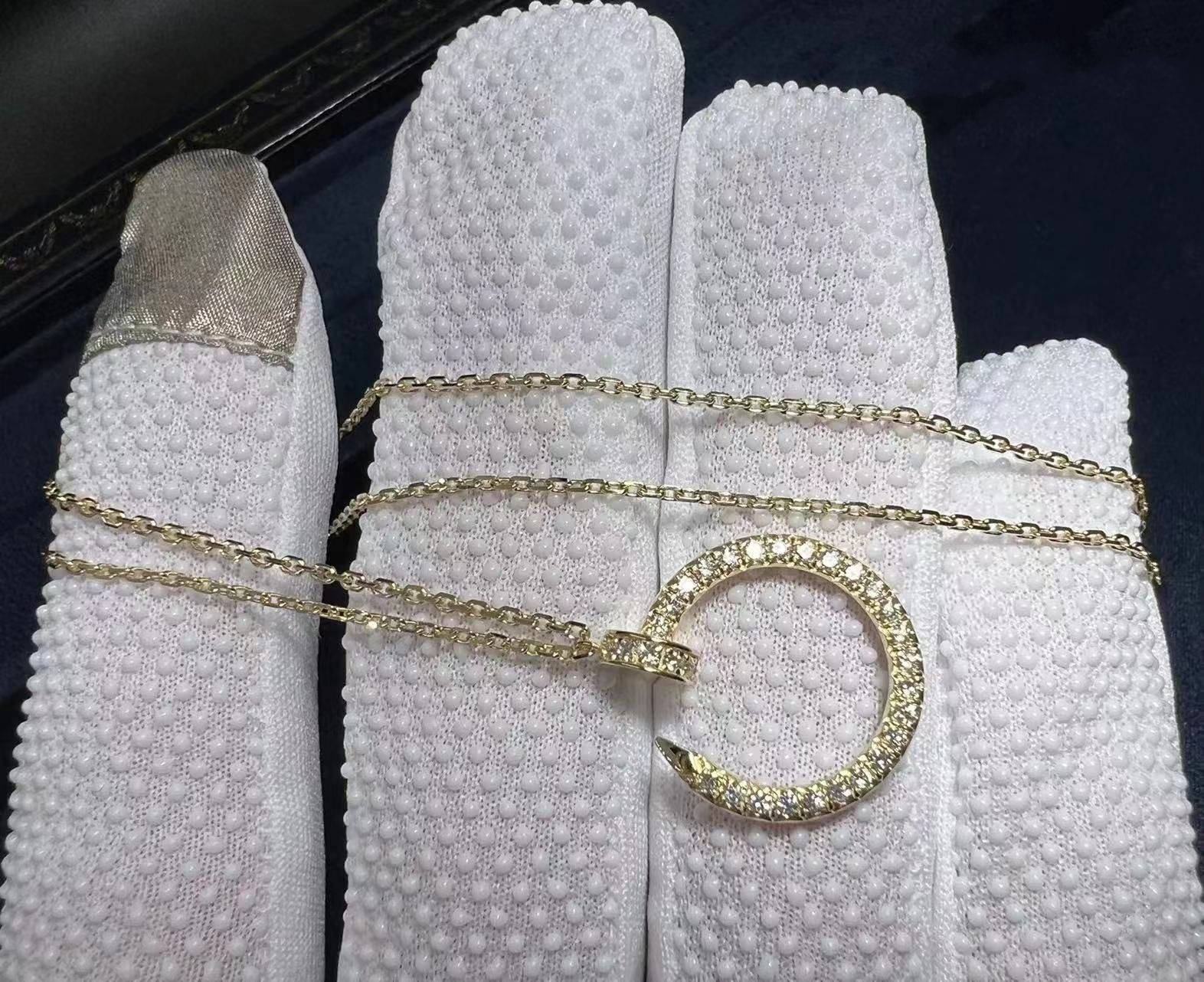 cartier 18k yellow gold pave diamond juste un clou nail pendant necklace b7224896 3