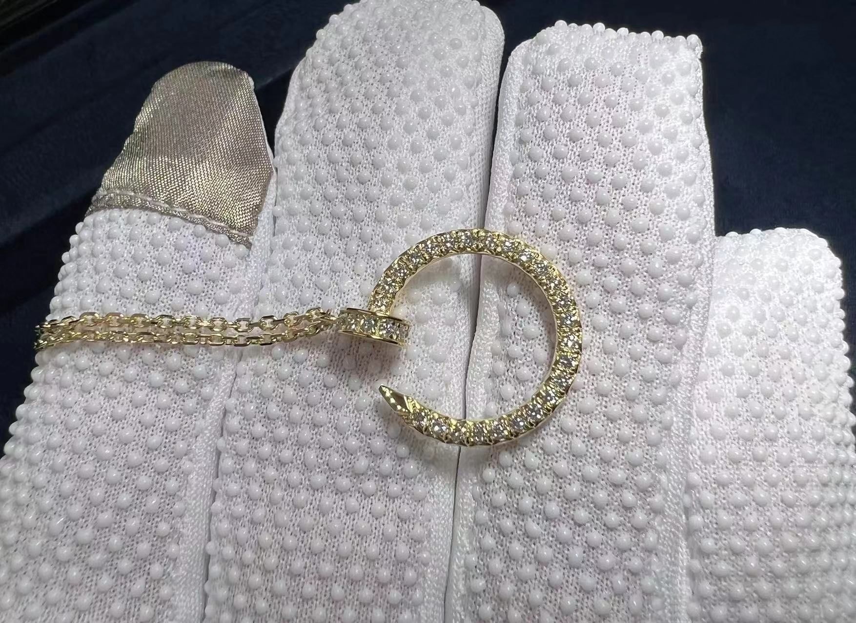 cartier 18k yellow gold pave diamond juste un clou nail pendant necklace b7224896 5