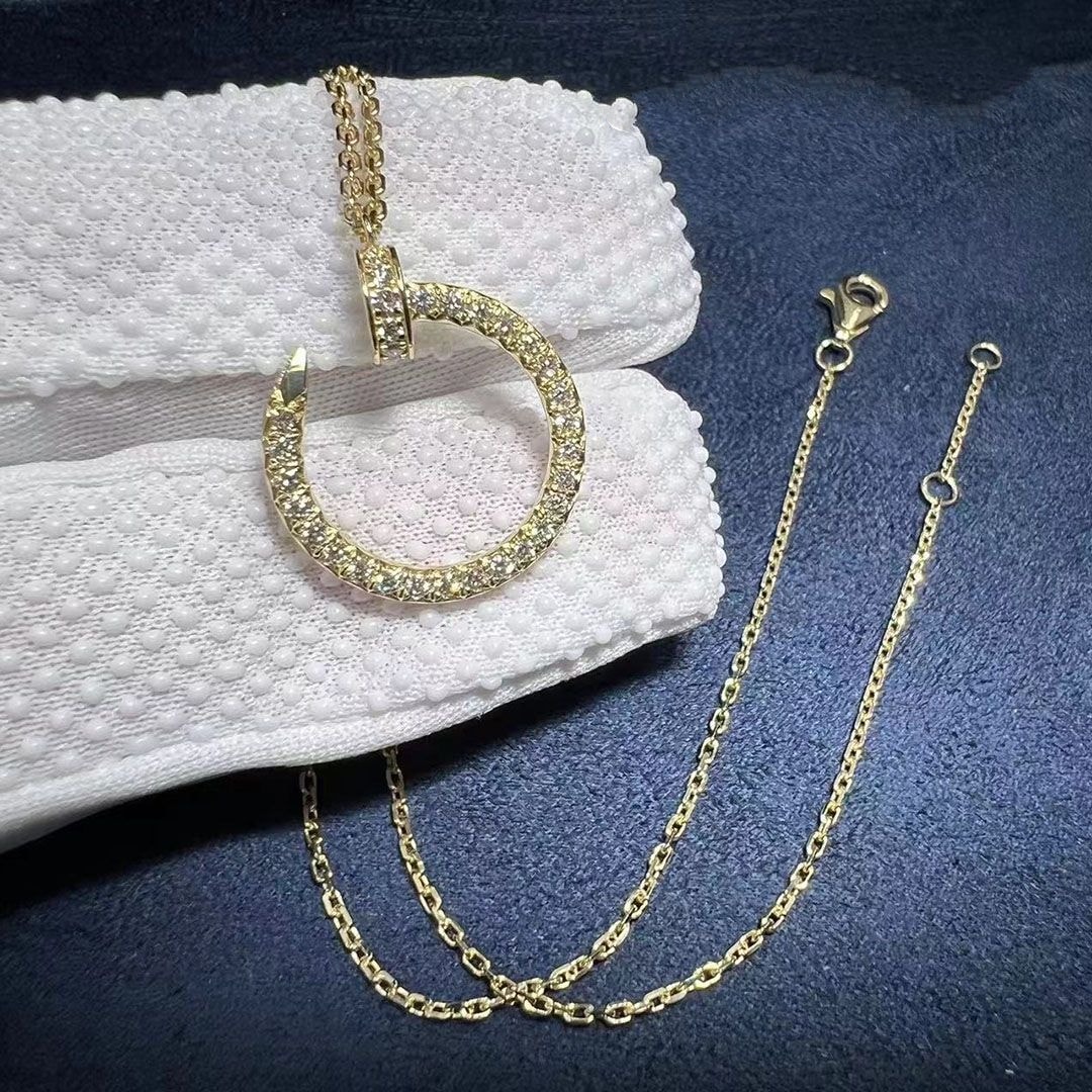 cartier 18k yellow gold pave diamond juste un clou nail pendant necklace b7224896