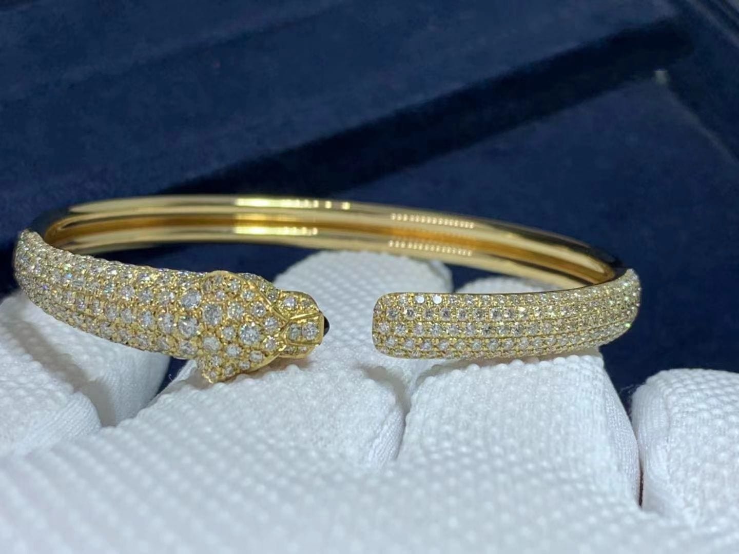 cartier 18k yellow gold pave diamond small panthere de cartier bracelet n6718117 6
