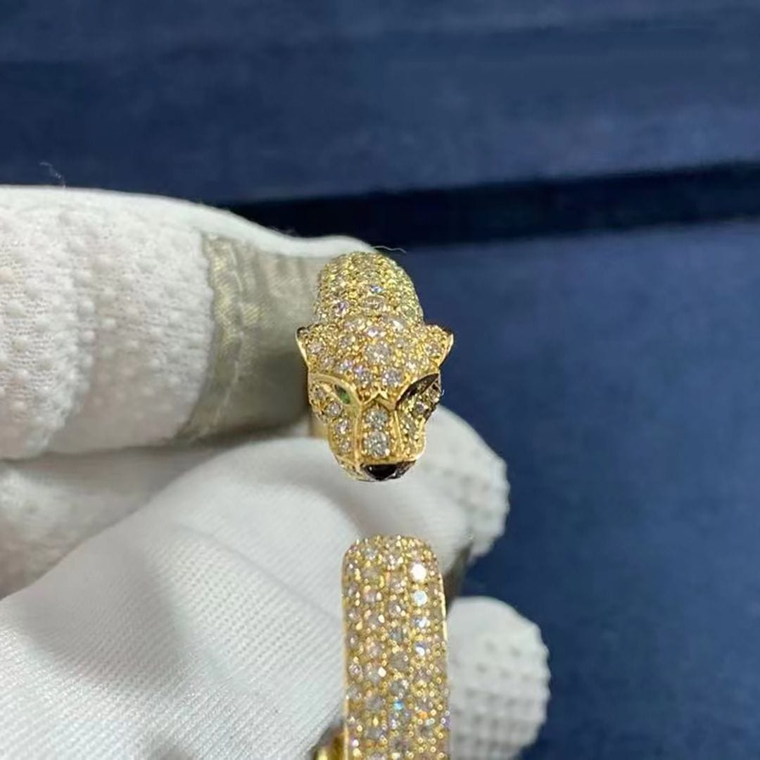 cartier 18k yellow gold pave diamond small panthere de cartier bracelet n6718117