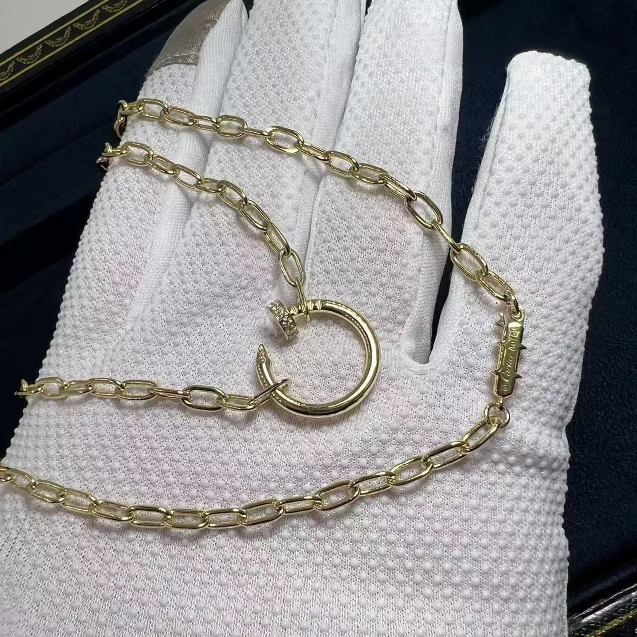 cartier 18k yellow gold and diamond juste un clou chain necklace b7224904 2