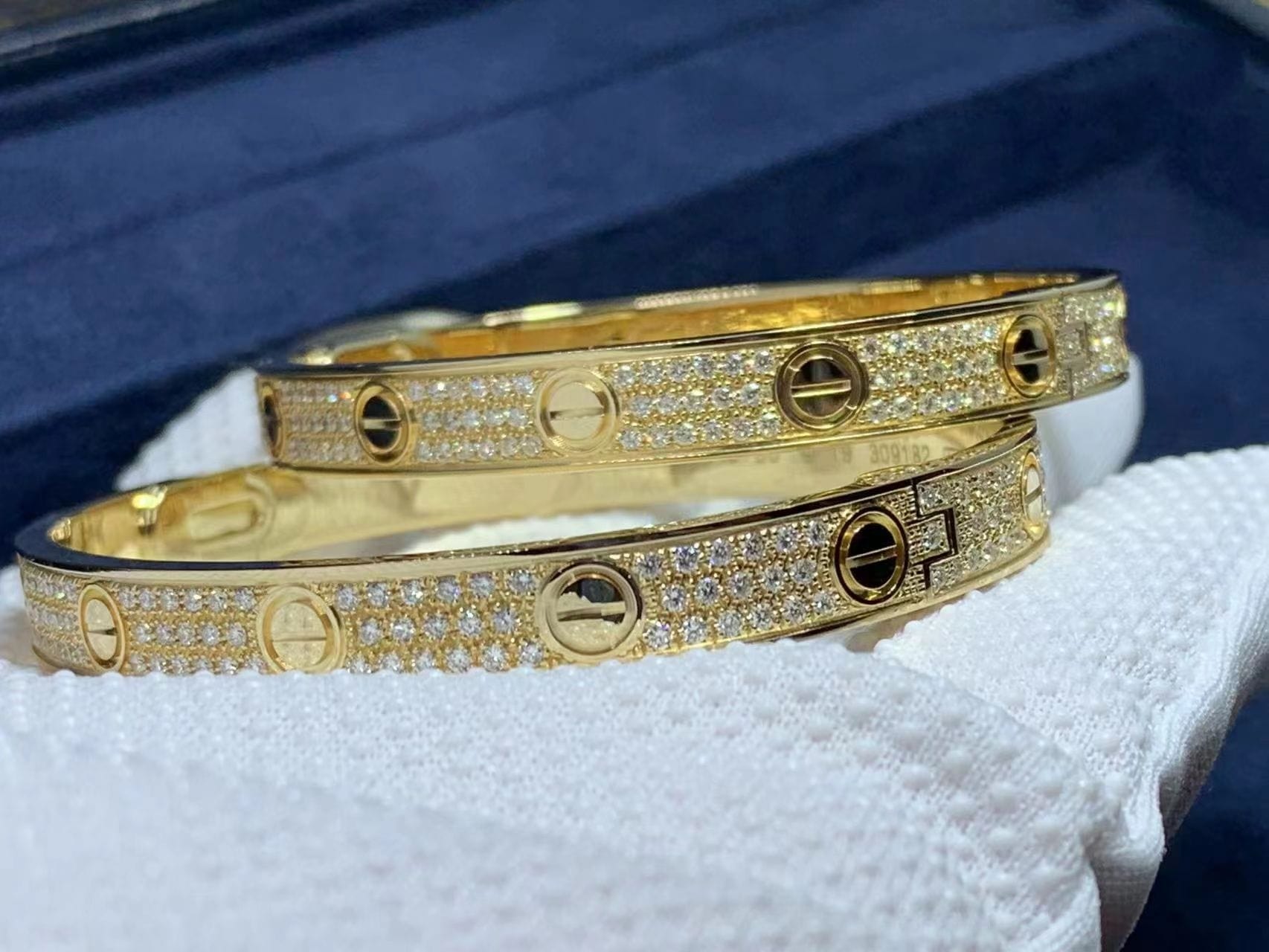 cartier 18k yellow gold with pave diamonds love bracelet n6035017 1