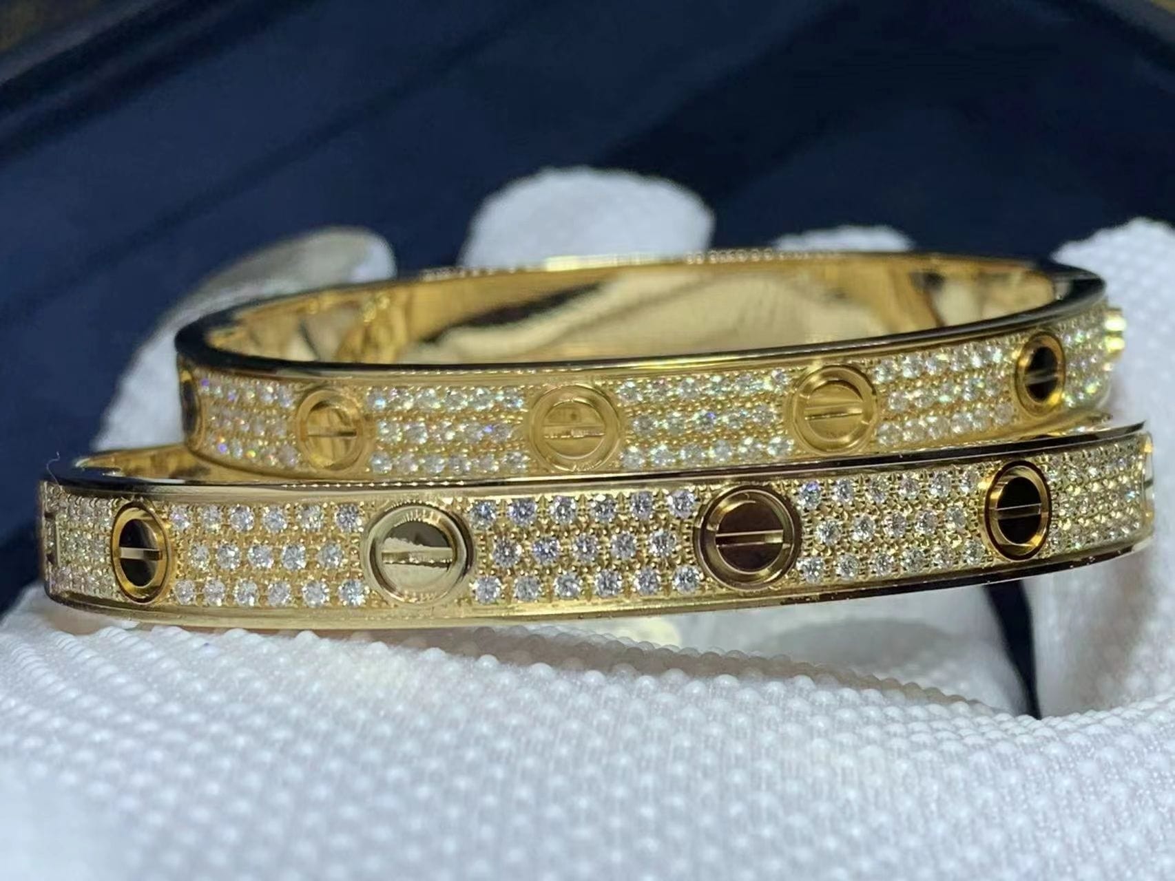 cartier 18k yellow gold with pave diamonds love bracelet n6035017 4