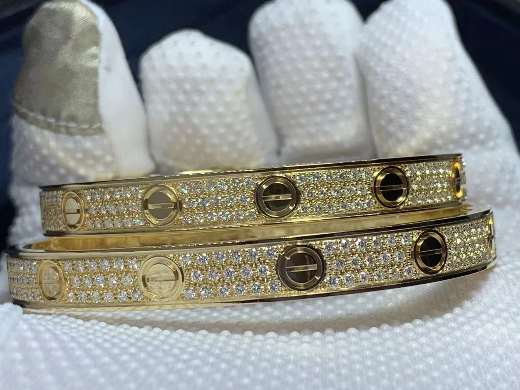 cartier 18k yellow gold with pave diamonds love bracelet n6035017 7