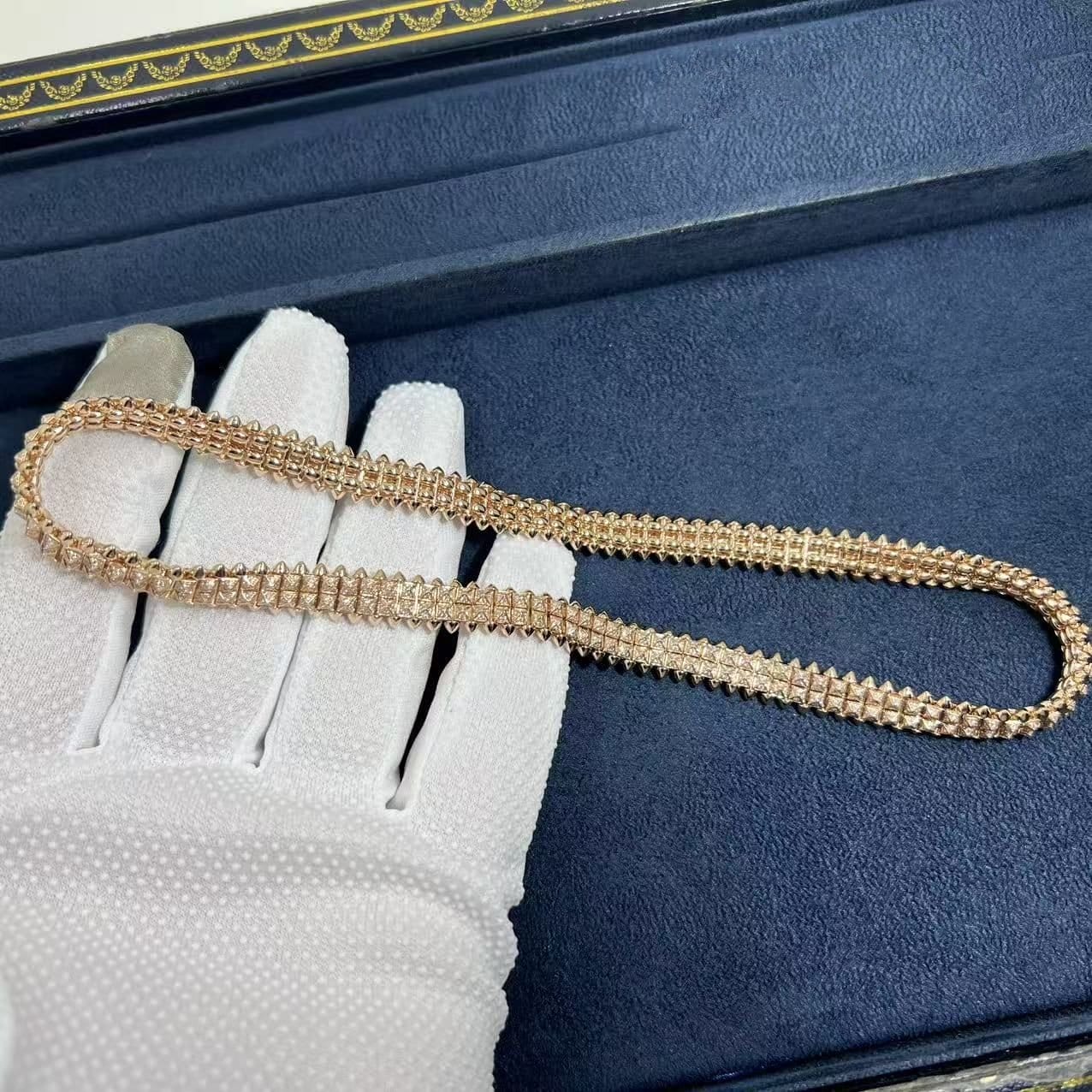 cartier clash de cartier pure 18k rose gold flexible paved diamond necklace n7424464