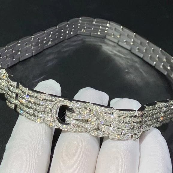 cartier full pave diamonds 18k white gold 5 row agrafe high jewellery necklace h7000479
