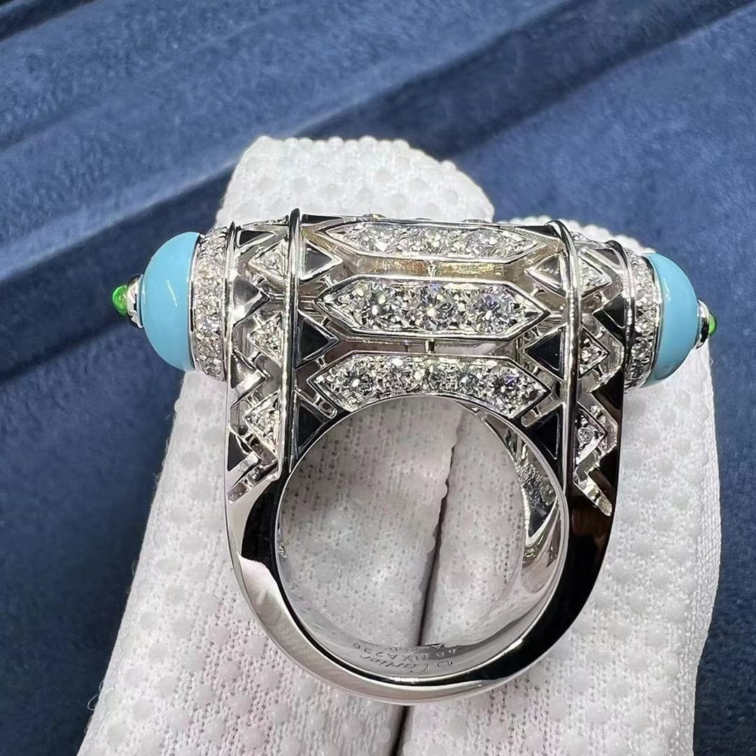 cartier geometry and contrast turquoise black lacquer 18k white gold cocktail ring h4350300 4