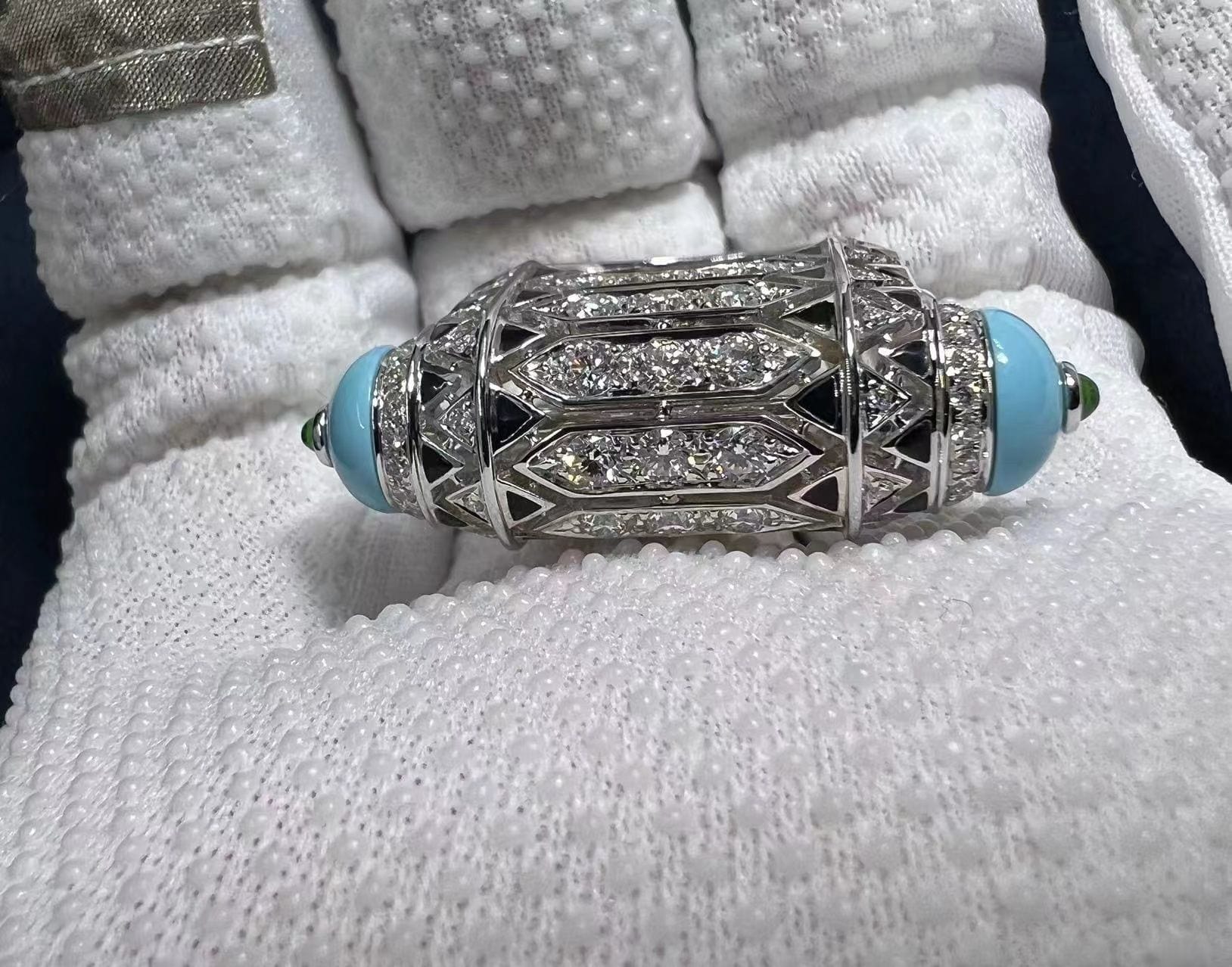 cartier geometry and contrast turquoise black lacquer 18k white gold cocktail ring h4350300 6