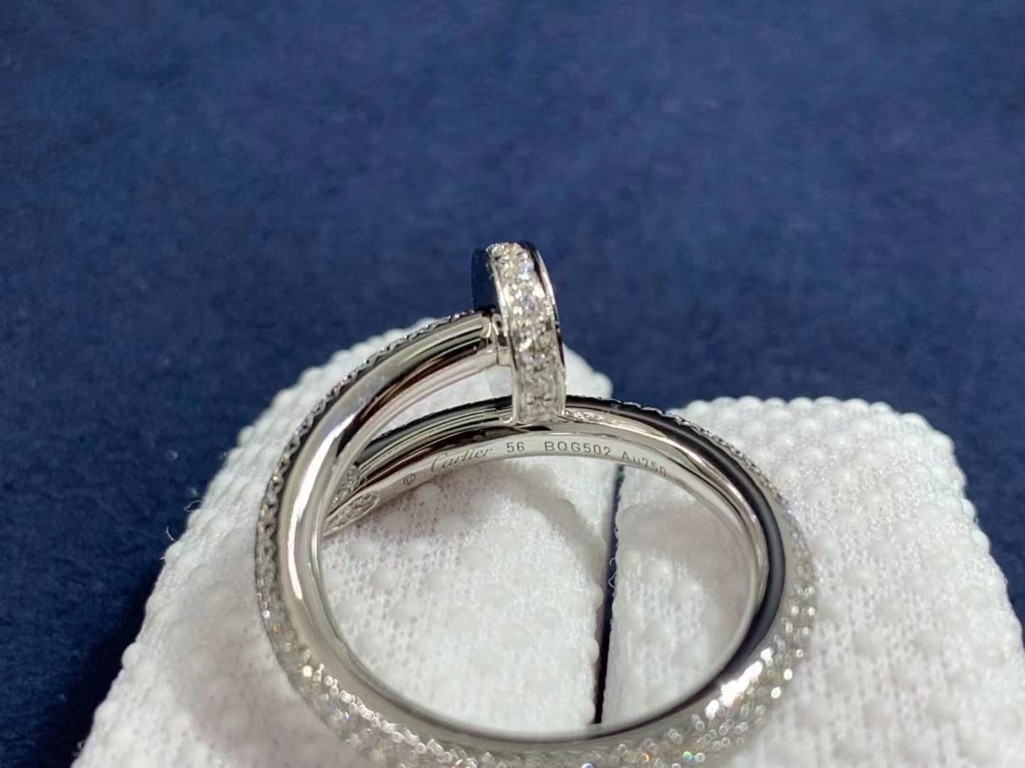 cartier juste un clou full diamonds paved 18k white gold nail ring n4748700 1