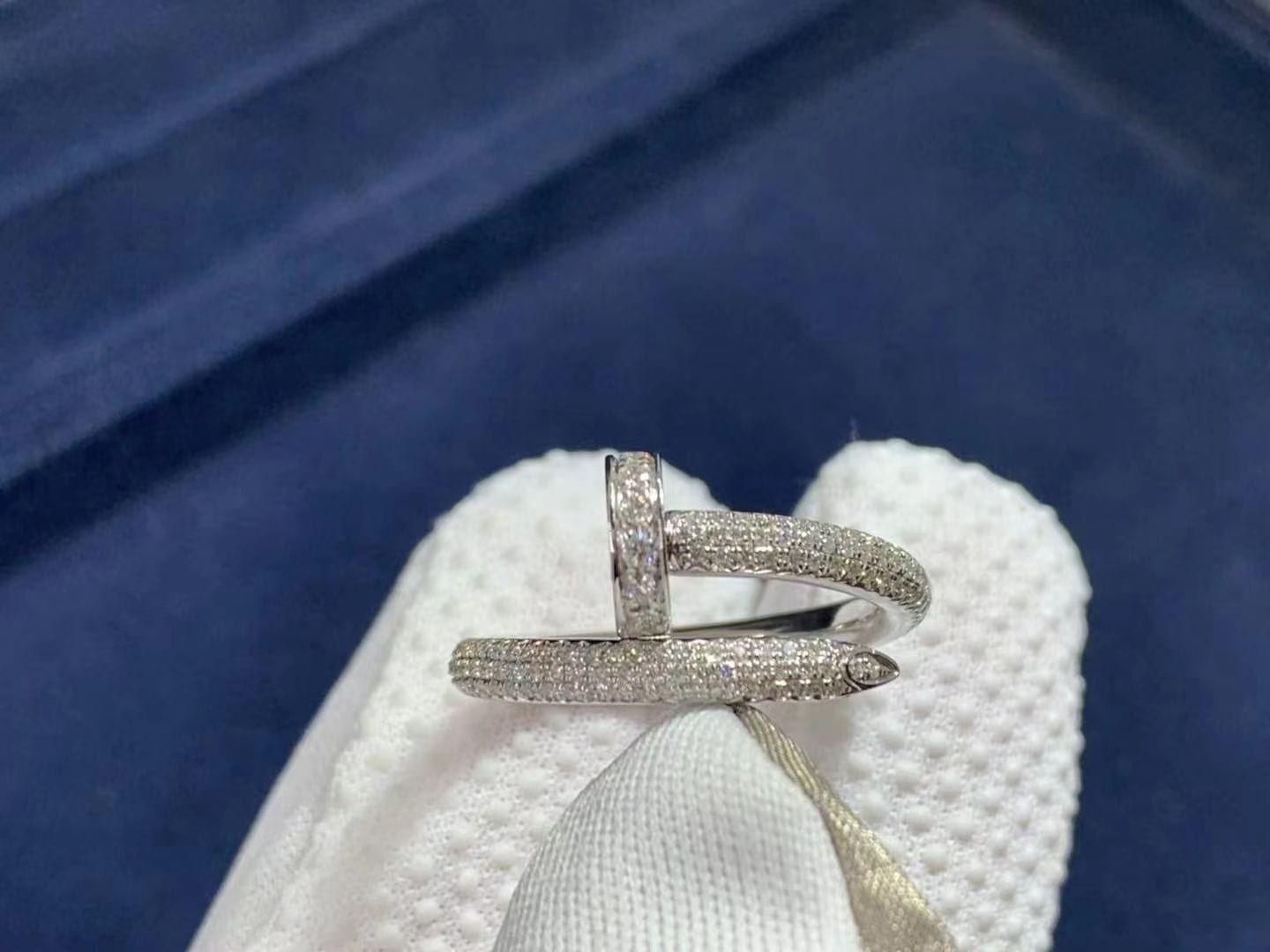 cartier juste un clou full diamonds paved 18k white gold nail ring n4748700 4