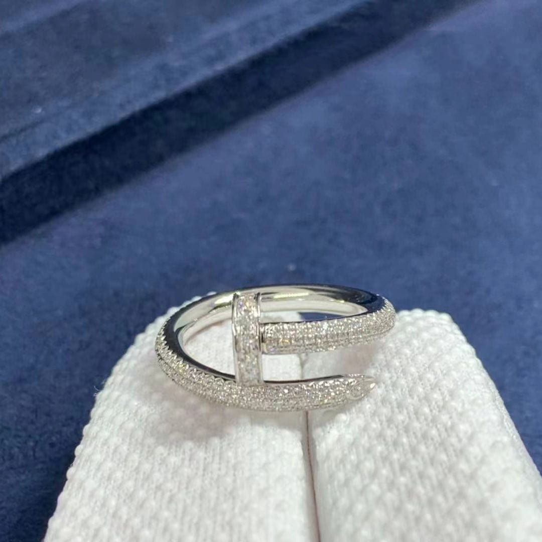 cartier juste un clou full diamonds paved 18k white gold nail ring n4748700