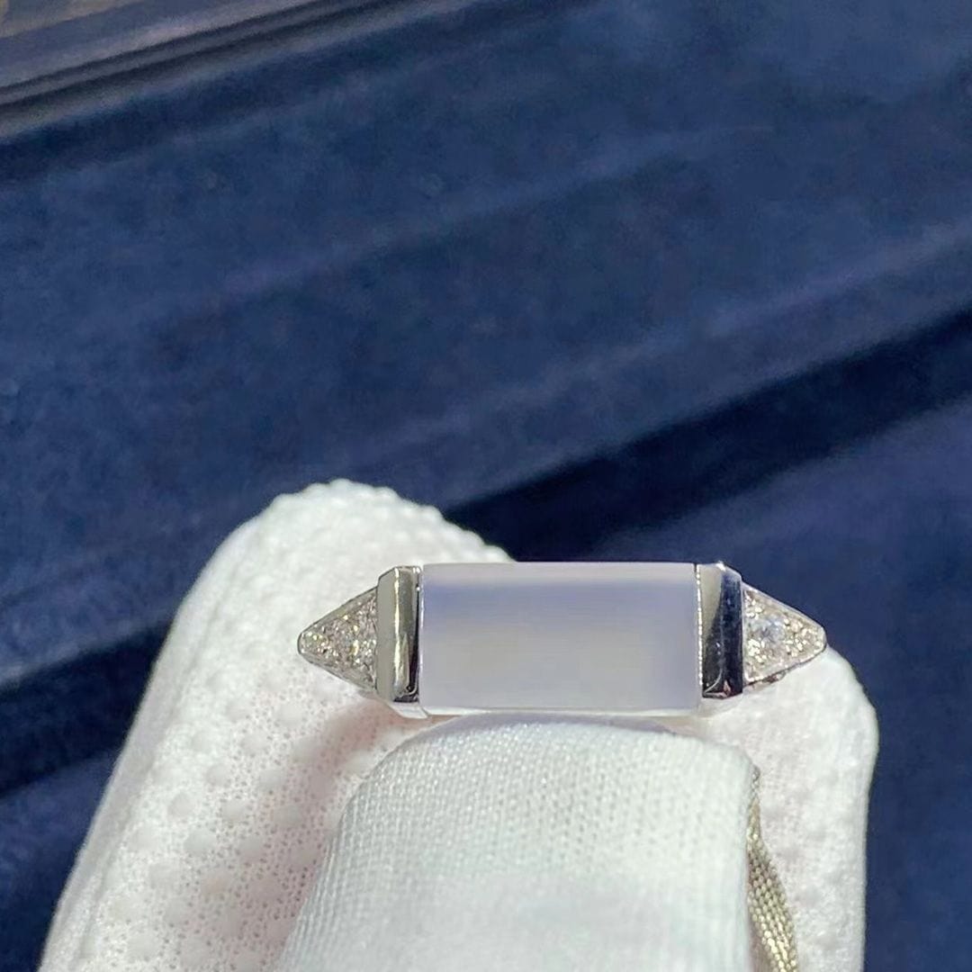 cartier les berlingots de cartier 18k white gold blue chalcedony diamond ring b4234800