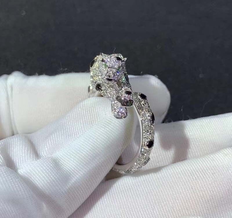 cartier panthere 18k white gold diamond paved onyx ring n4748900 6