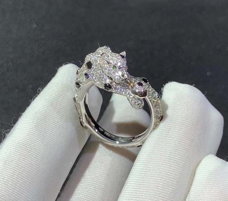 cartier panthere 18k white gold diamond paved onyx ring n4748900