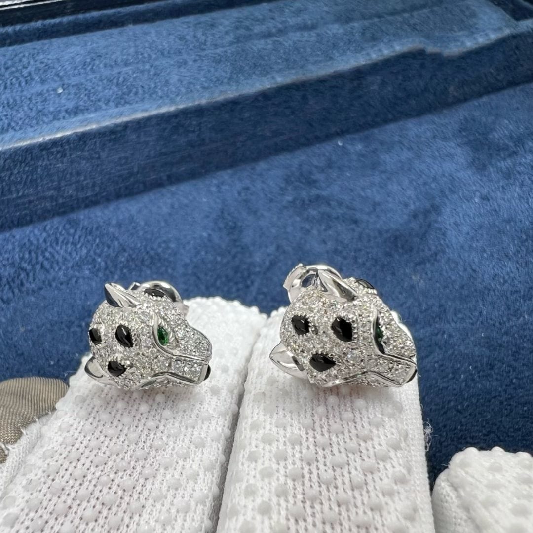 cartier panthere de cartier 18k white gold diamond earrings n8515269