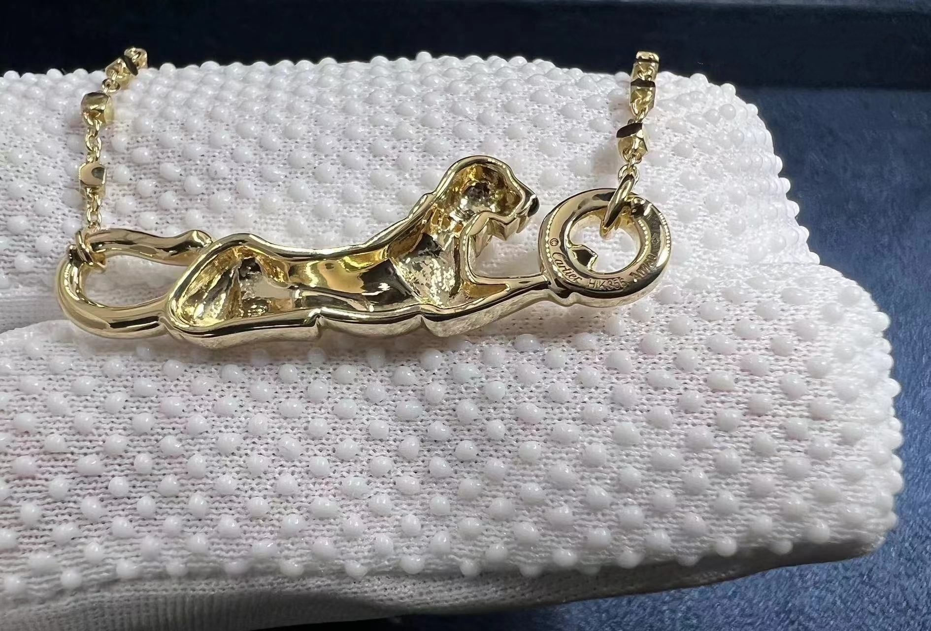 cartier panthere de cartier diamond tsavorite 18k yellow gold necklace b7224737 7