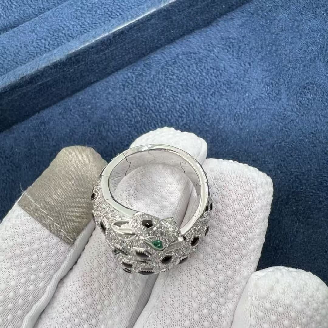 cartier panthere de cartier double heads 18k white gold onyx diamonds ring n4781000 1