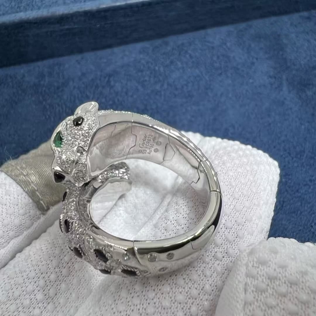 cartier panthere de cartier double heads 18k white gold onyx diamonds ring n4781000 3