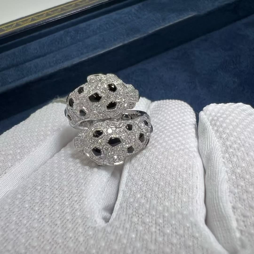 cartier panthere de cartier double heads 18k white gold onyx diamonds ring n4781000 4