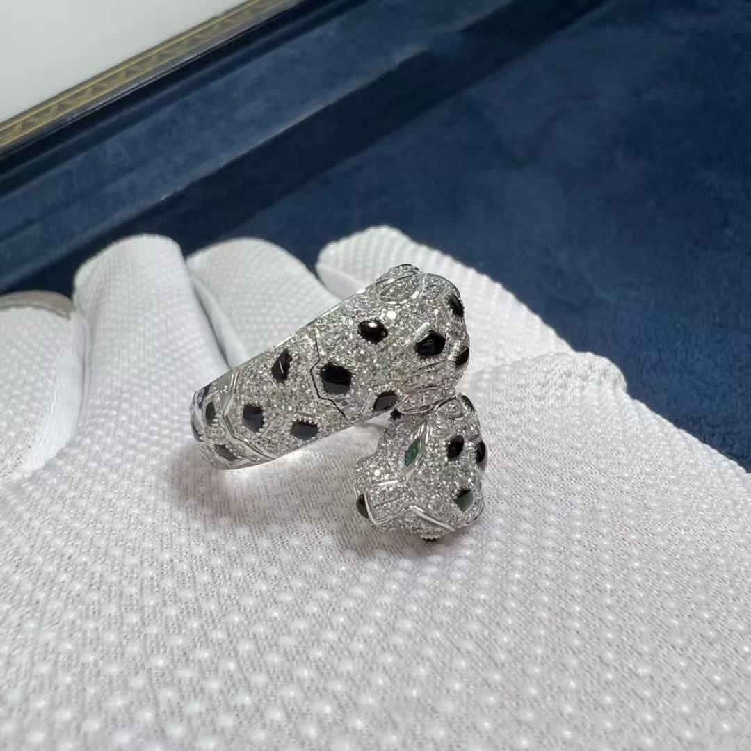 cartier panthere de cartier double heads 18k white gold onyx diamonds ring n4781000 7