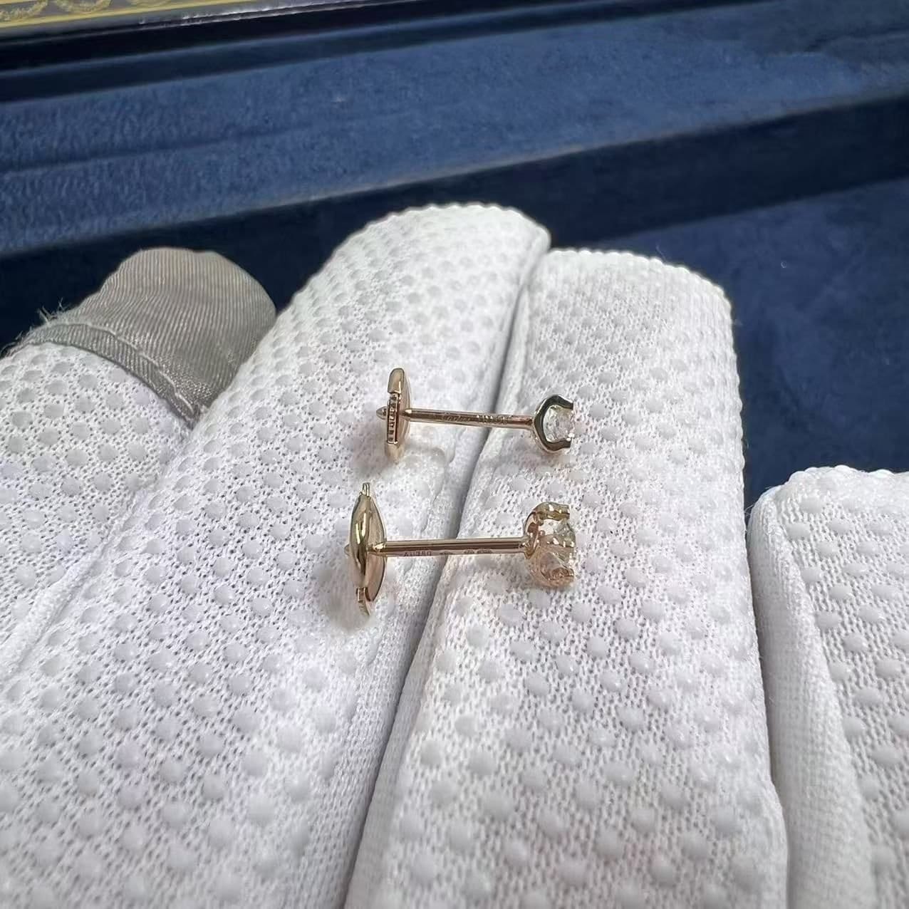 cartier rose gold diamond c de cartier earrings n8502300 2