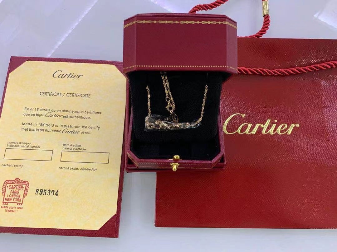 cartier solid 18k rose gold diamond black lacquer panthere de cartier necklace b7224538 3