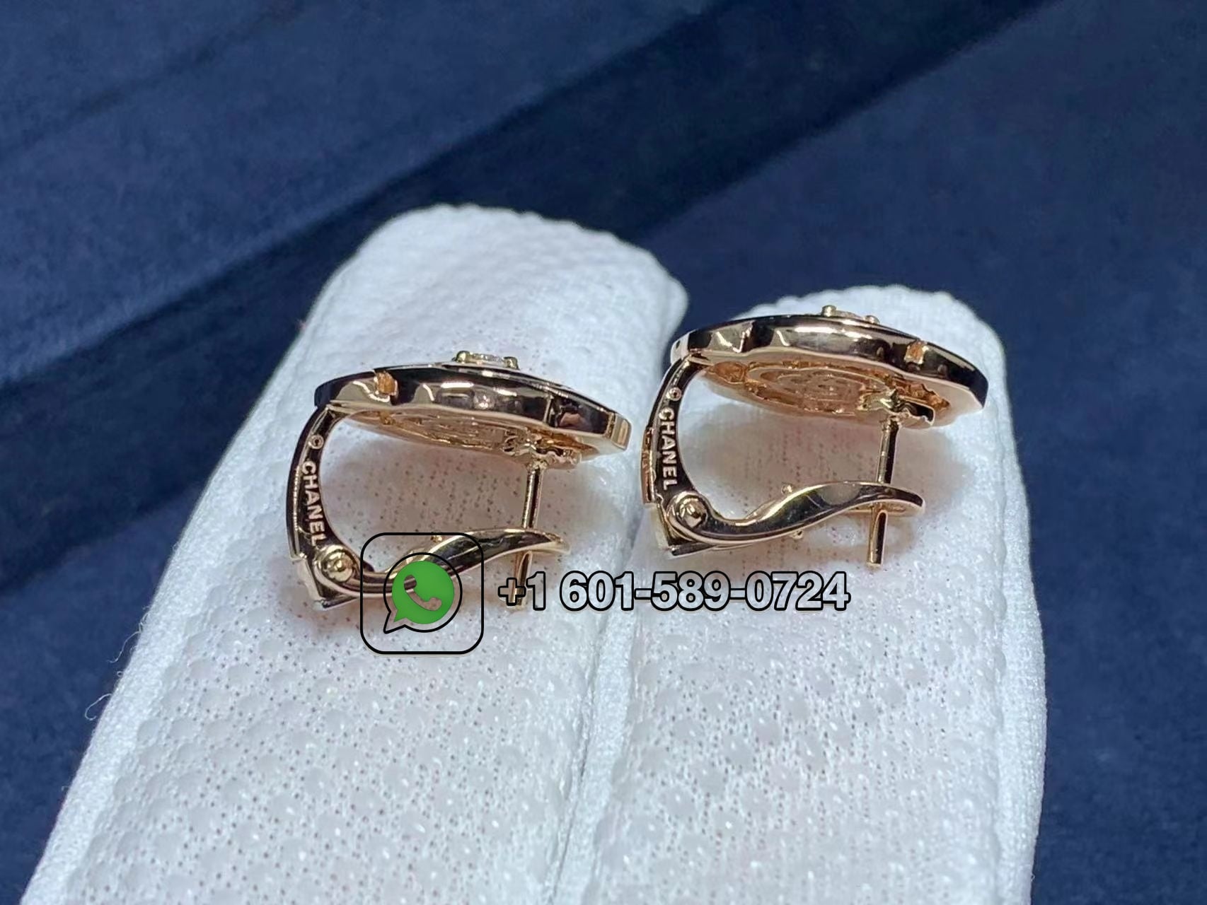 chanel 18k rose gold diamond extrait de camelia earrings j11658 2