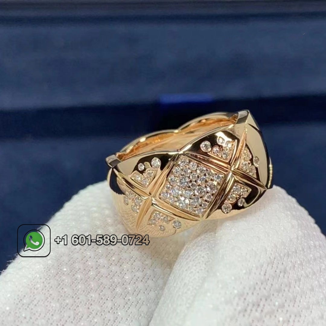 chanel beige rose gold diamond coco crush ring j11100