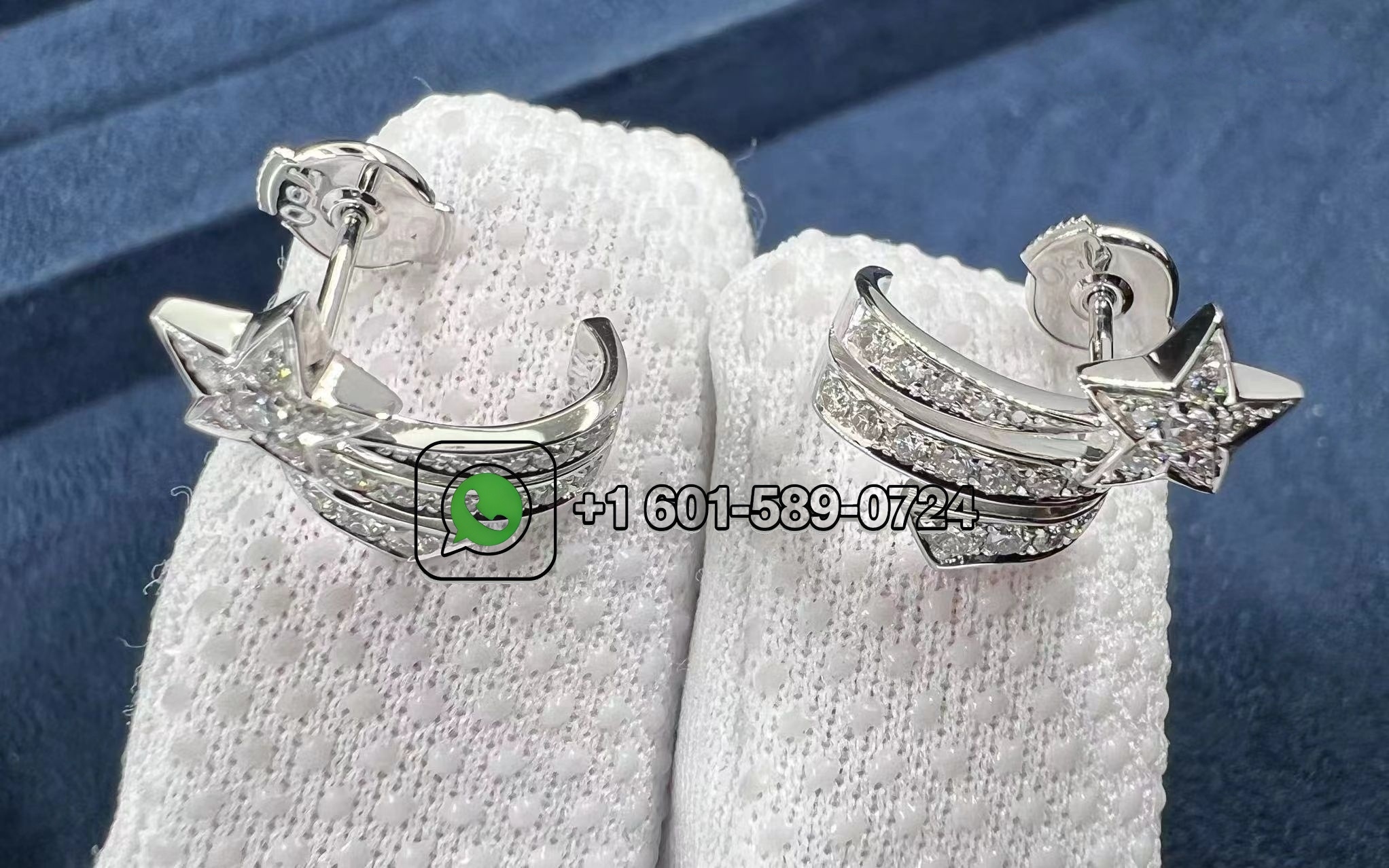chanel etoile filante 18k white gold diamond earrings 1